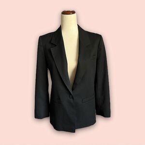 🟣 VINTAGE Pendleton 100% Virgin Wool Women’s Black Blazer size Small Petite